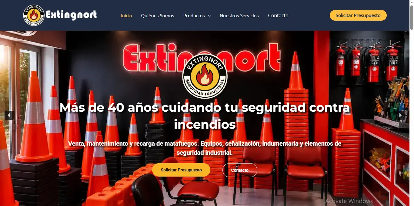 Captura del sitio Extingnort
